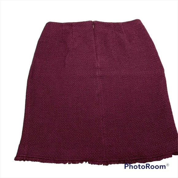 Talbots Tweed Faux Wrap Skirt Gold Buttons details Lined Fringe Size 10 - Picture 5 of 14